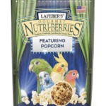 Lauber's Cockatiel Popcorn Nutri-Berries Treats 4oz featuring popcorn.